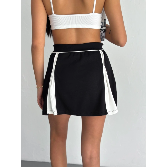 Siyah Çift Renk Modal Şort Etek