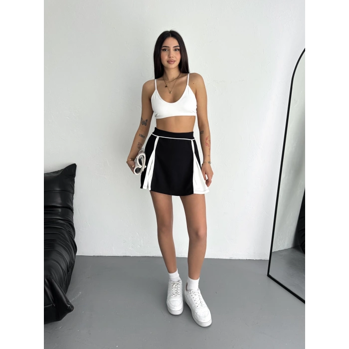 Siyah Çift Renk Modal Şort Etek
