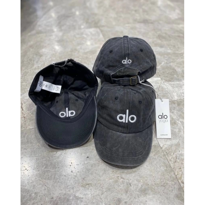 Siyah Alo Baskılı Yıkamalı Şapka