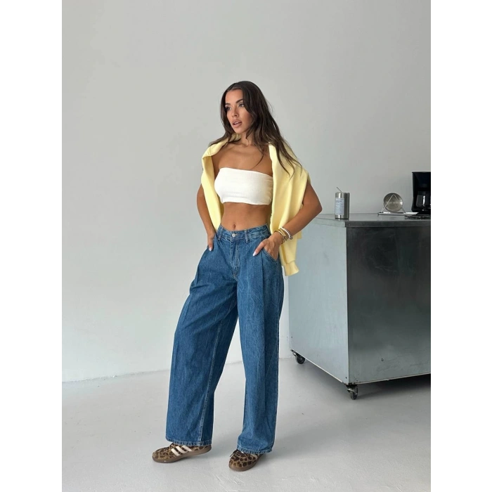 Mavi Pileli Jean Pantolon