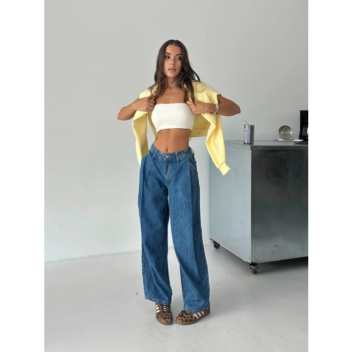 Mavi Pileli Jean Pantolon