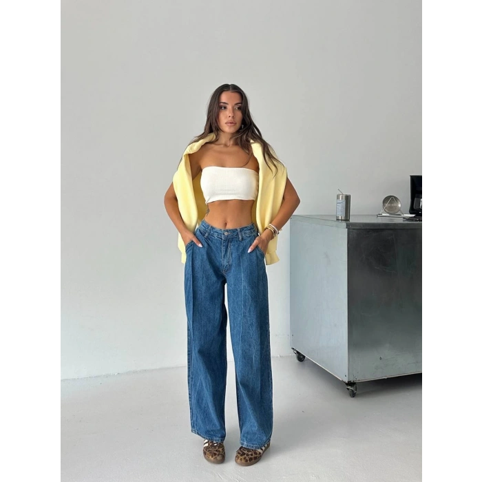 Mavi Pileli Jean Pantolon