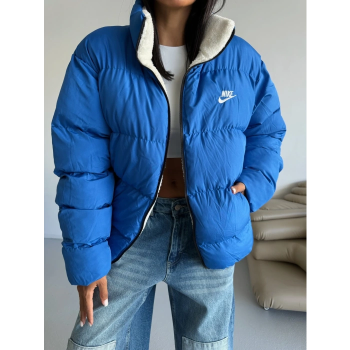 Mavi NK Oversize Unisex Çift Taraflı Mont