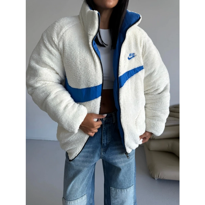 Mavi NK Oversize Unisex Çift Taraflı Mont