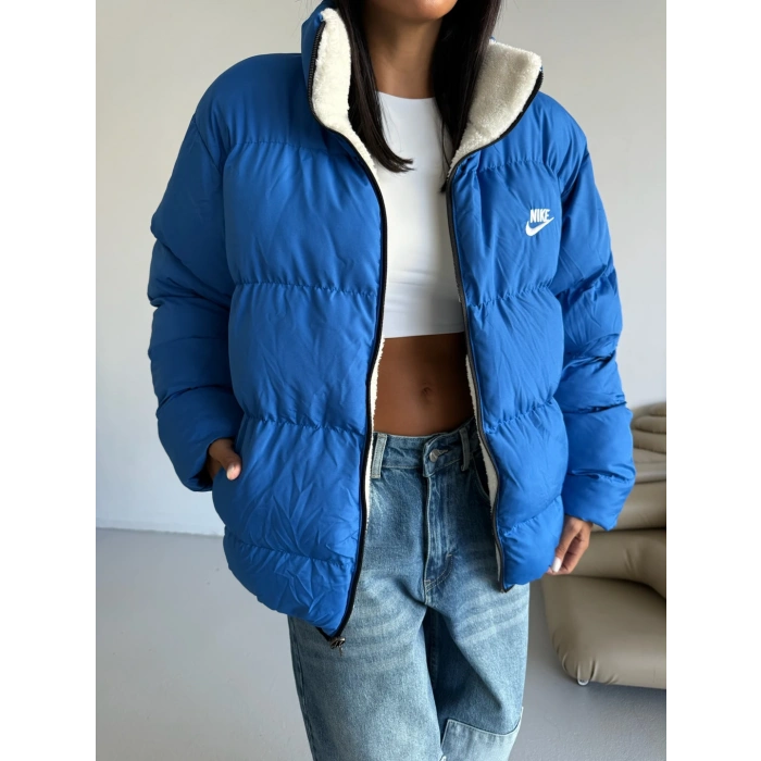 Mavi NK Oversize Unisex Çift Taraflı Mont