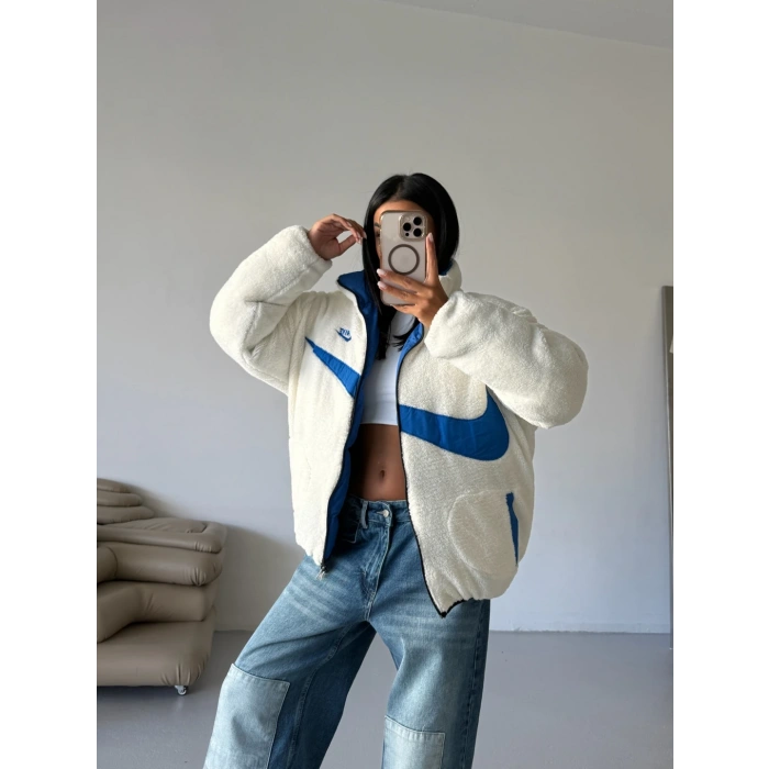 Mavi NK Oversize Unisex Çift Taraflı Mont