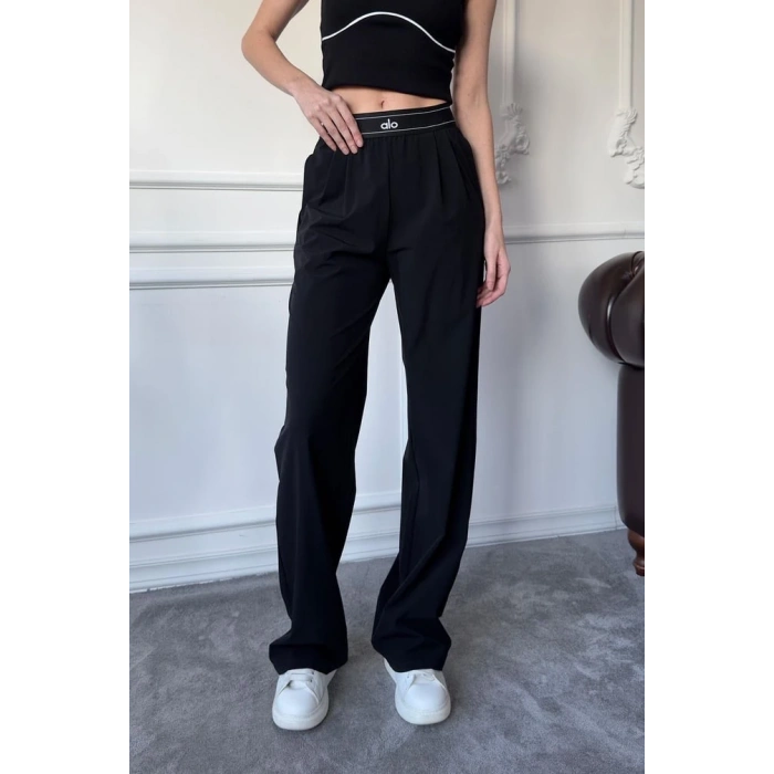 Siyah Alo Lastik Ribana Pantolon