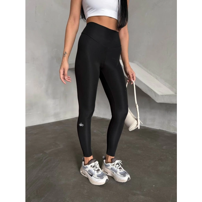 Siyah Alo Sıkılaştırıcı ve İnceltici Yüksek Bel Tayt