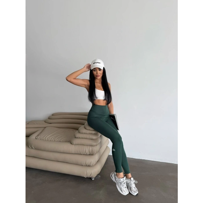 Haki Alo Sıkılaştırıcı ve İnceltici Yüksek Bel Tayt