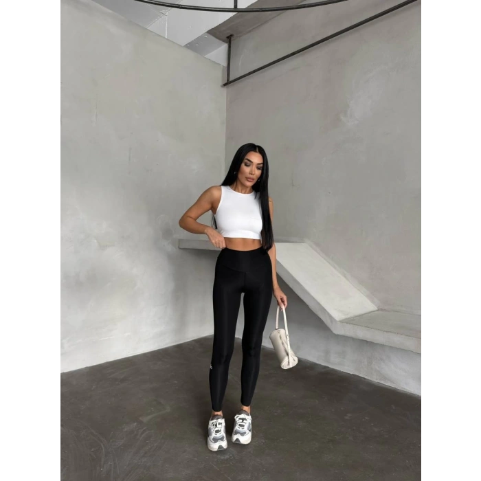 Siyah Alo Sıkılaştırıcı ve İnceltici Yüksek Bel Tayt