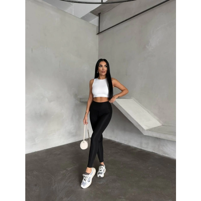 Siyah Alo Sıkılaştırıcı ve İnceltici Yüksek Bel Tayt