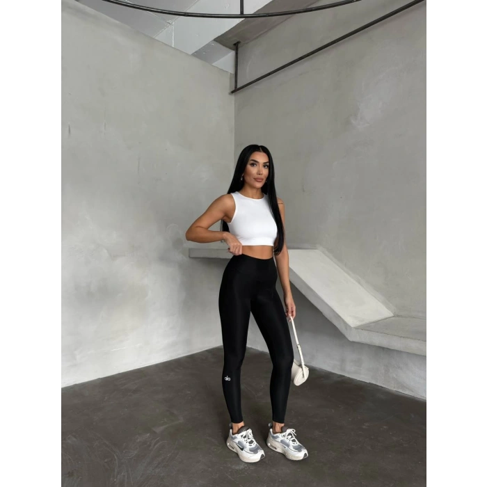 Siyah Alo Sıkılaştırıcı ve İnceltici Yüksek Bel Tayt