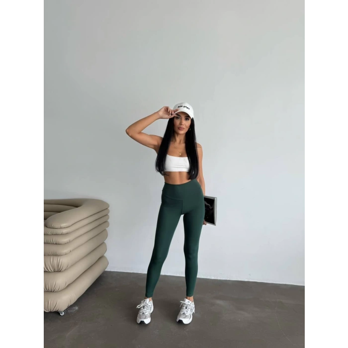 Haki Alo Sıkılaştırıcı ve İnceltici Yüksek Bel Tayt