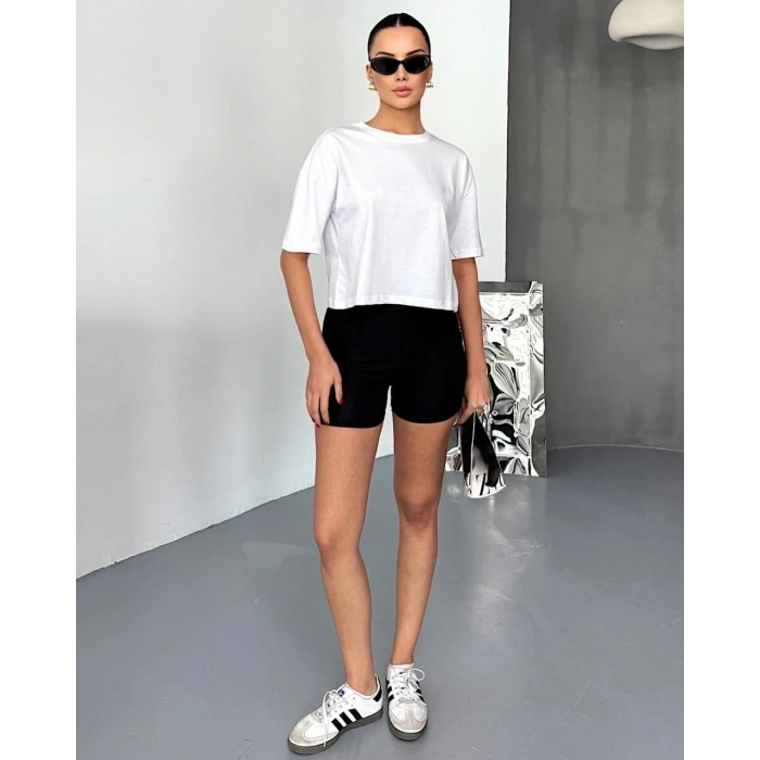 Beyaz Alo Ön Arka Baskı Oversize Penye Tshirt