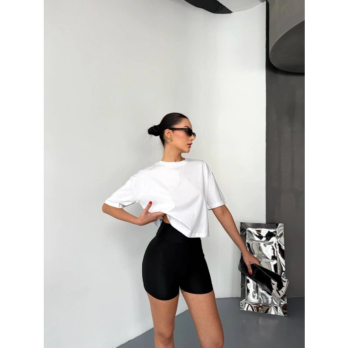 Beyaz Alo Ön Arka Baskı Oversize Penye Tshirt