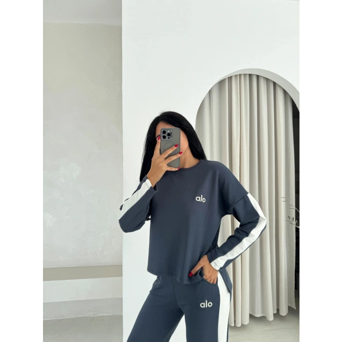 Antrasit Alo Yırtmaçlı Modal İkili Takım