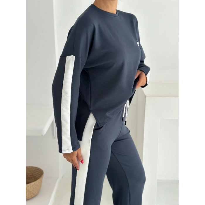 Antrasit Alo Yırtmaçlı Modal İkili Takım