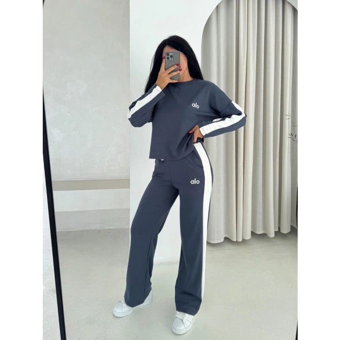 Antrasit Alo Yırtmaçlı Modal İkili Takım