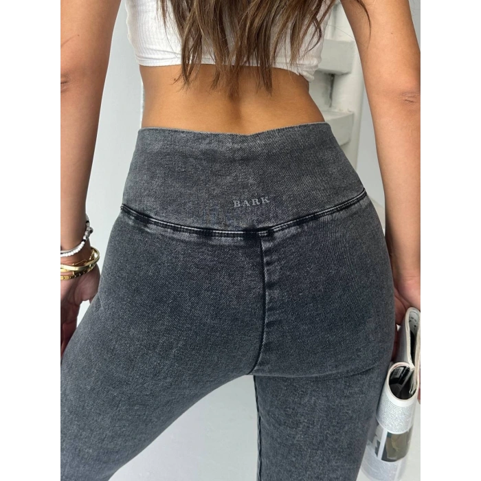 Antrasit Yüksel Bel İnceltici ve Sıkılaştırıcı Likralı Kot Tayt