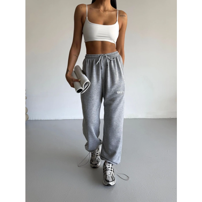 Gri Bell Stoperli Oversize Unisex Eşofman