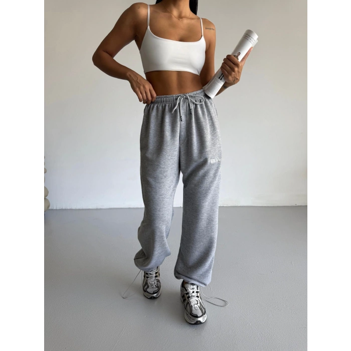 Gri Bell Stoperli Oversize Unisex Eşofman