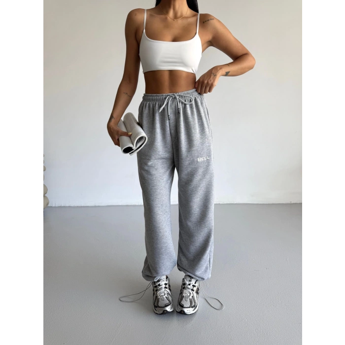 Gri Bell Stoperli Oversize Unisex Eşofman