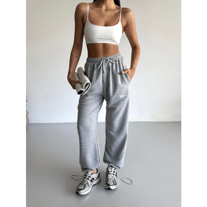 Gri Bell Stoperli Oversize Unisex Eşofman