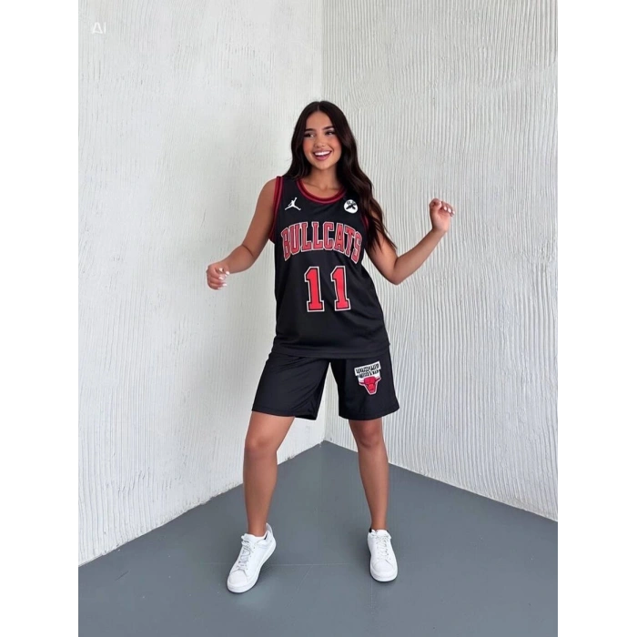 Siyah Chicago Bulls 11 Oversize Unisex Şortlu Takım