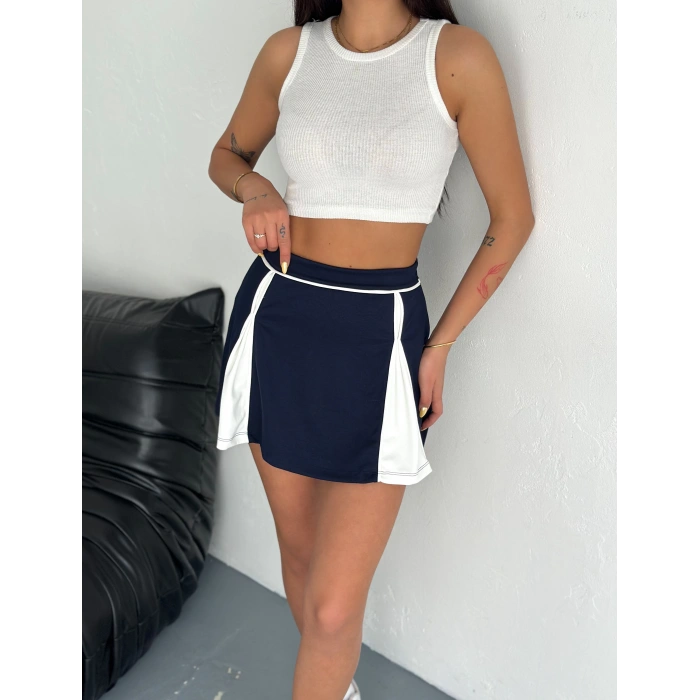 Lacivert Çift Renk Modal Şort Etek