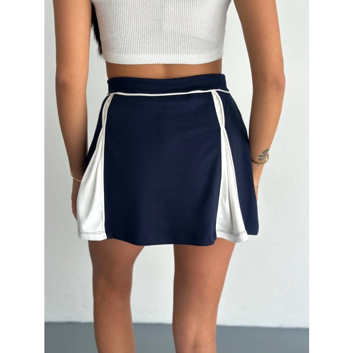 Lacivert Çift Renk Modal Şort Etek