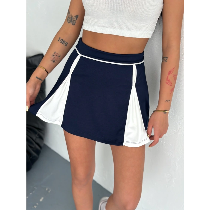 Lacivert Çift Renk Modal Şort Etek