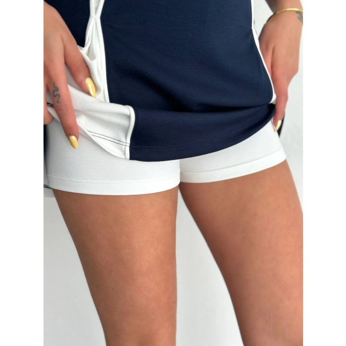 Lacivert Çift Renk Modal Şort Etek