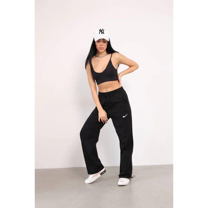 Siyah NK İki İplik Paça Lastikli Eşofman