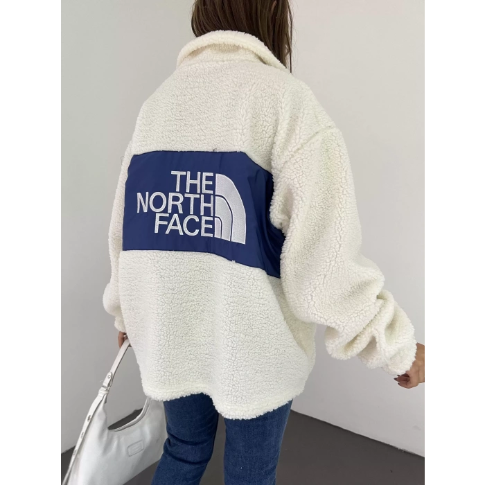 Beyaz Nf Oversize Unisex Kıvırcık Kürklü Ceket