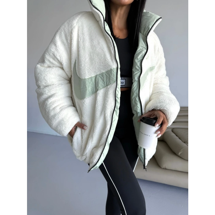 Mint Yeşil NK Oversize Unisex Çift Taraflı Mont