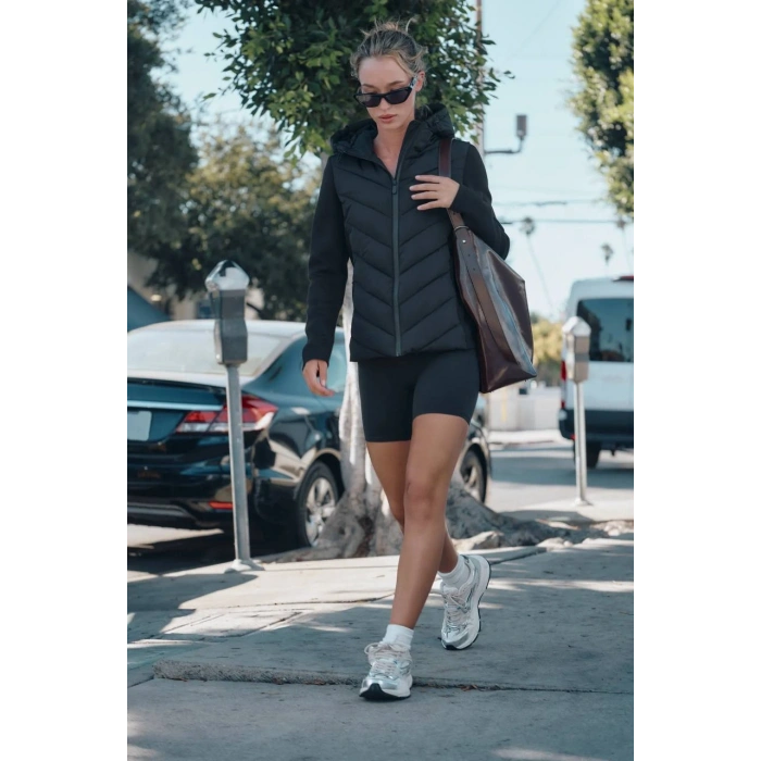 Siyah ZR Scuba Garnili Kapşonlu Şişme Mont