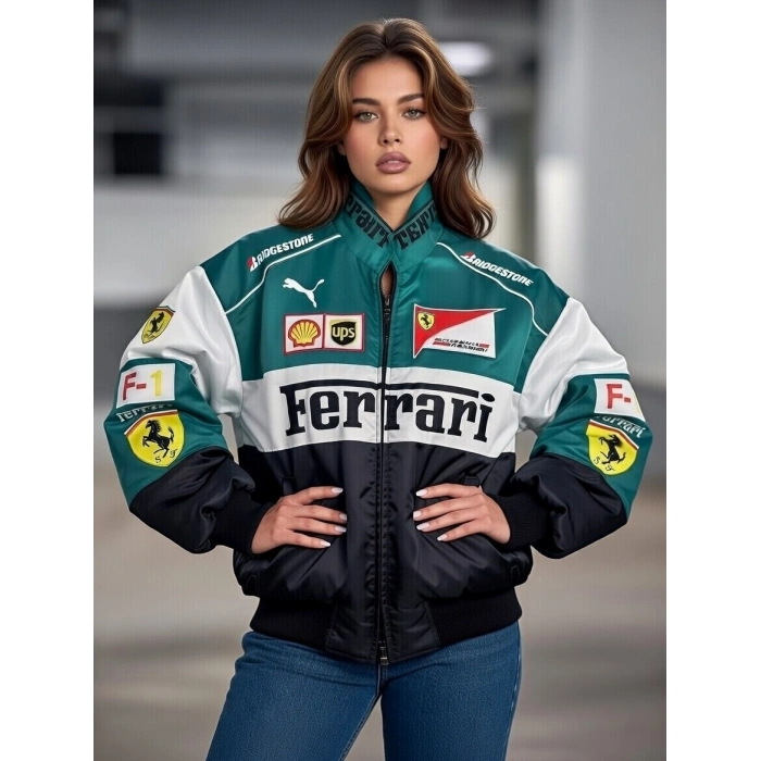 Yeşil Ferrari İçi astarlı Unisex Bomber Ceket
