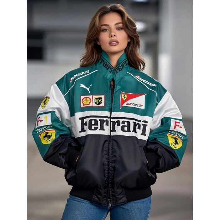 Yeşil Ferrari İçi astarlı Unisex Bomber Ceket