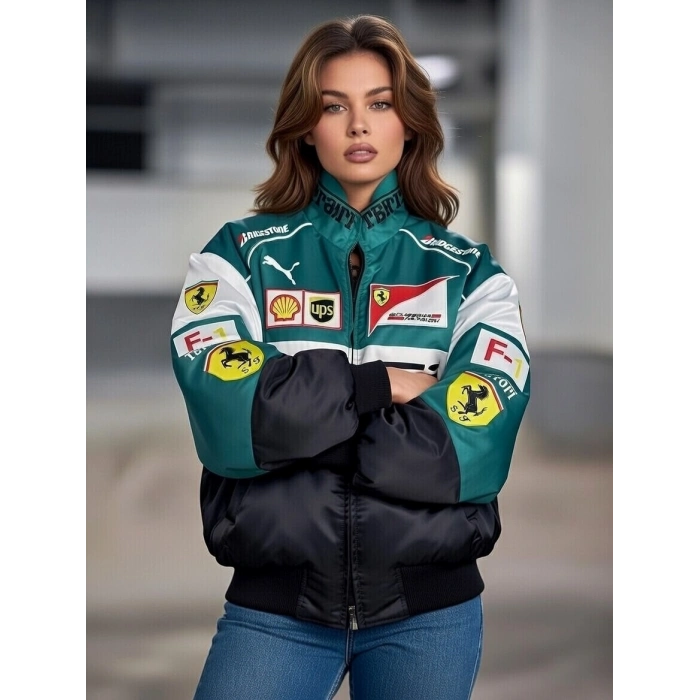 Yeşil Ferrari İçi astarlı Unisex Bomber Ceket