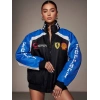 Mavi Ferrari İçi astarlı Unisex Bomber Ceket