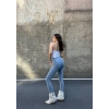 Buz Mavi Yüksek Bel En Boy Likralı Kot Tayt