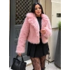 Pembe Ceket Yaka Kısa İthal Kürk