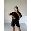 Siyah Alo Yoga Modal Crop Şortlu Takım