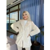 Krem Şal Yaka İçi Astarlı Rabbit Peluş Kaban