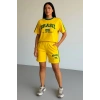 Sarı Brasil Oversize Unisex Şortlu Takım