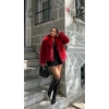 Kırmızı Şal Yaka İçi Astarlı Kürk Kaban