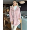 Pembe Şal Yaka İçi Astarlı Rabbit Peluş Kaban