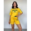 Sarı Brasil Oversize Unisex Şortlu Takım