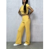 Sarı Palazzo Crop İkili Takım