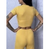 Sarı Palazzo Crop İkili Takım